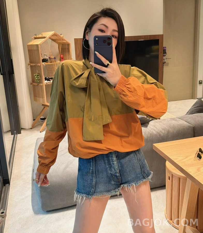 생로랑 세인트로랑 투톤 배색 리본 셔츠 상세 이미지