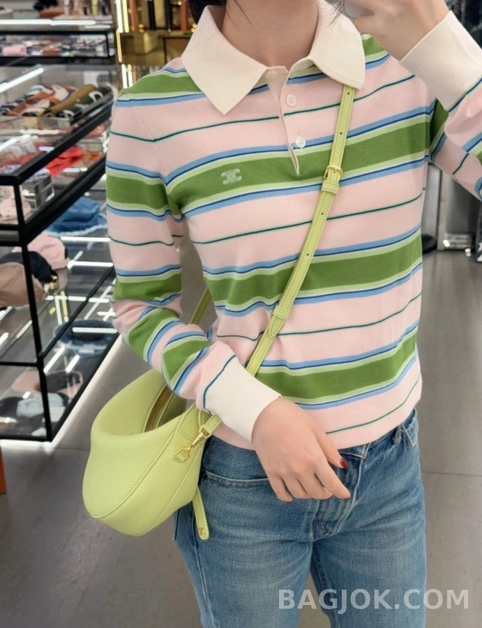 셀린느 셀린느 컬러 스트라이프 긴팔 폴로셔츠 상세 이미지