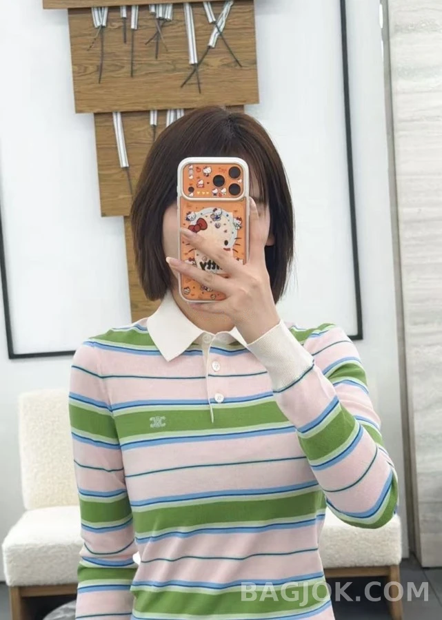 셀린느 셀린느 컬러 스트라이프 긴팔 폴로셔츠 상세 이미지