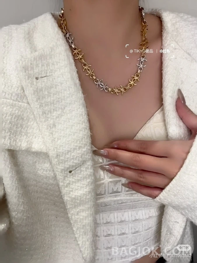 샤넬 샤넬 로고 투톤 체인 목걸이 상세 이미지