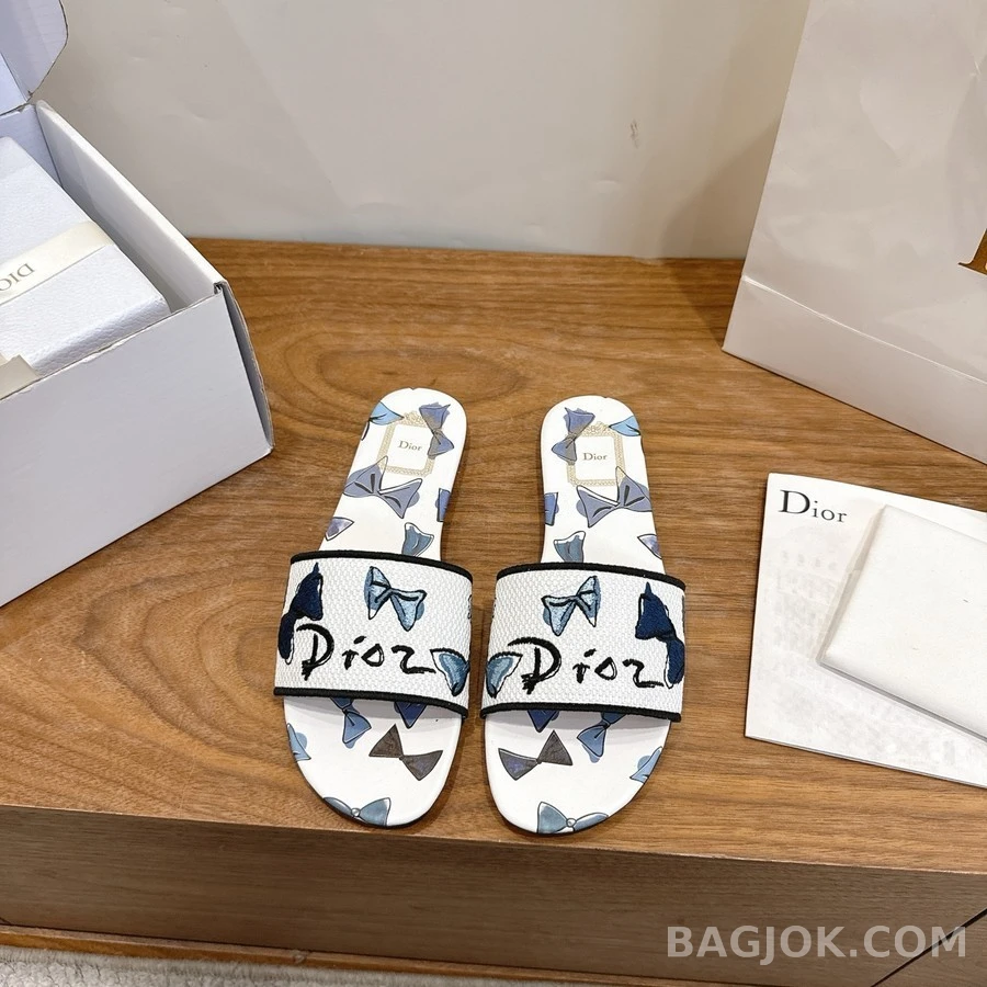 디올 디올 보우 자수 슬라이드 샌들 상세 이미지