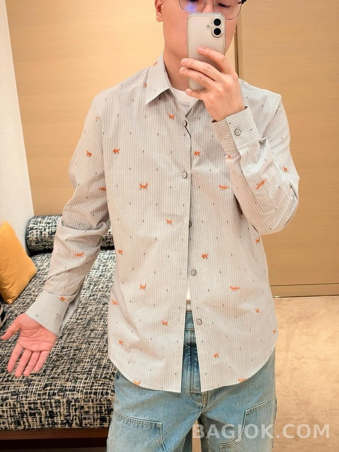 루이비통 루이비통 폭스 패턴 스트라이프 셔츠 상세 이미지