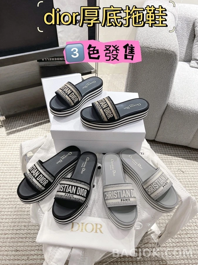 디올 디올 Dway 스트라이프 플랫폼 슬리퍼 상세 이미지