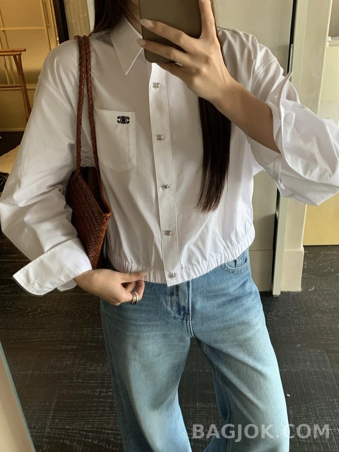 셀린느 셀린느 트리옹프 버튼 크롭 셔츠 상세 이미지