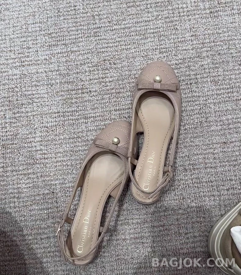 디올 디올 진주 리본 퀼팅 슬링백 힐 상세 이미지