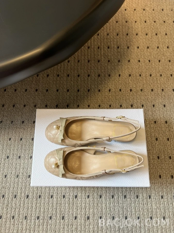 디올 디올 진주 리본 퀼팅 슬링백 힐 상세 이미지