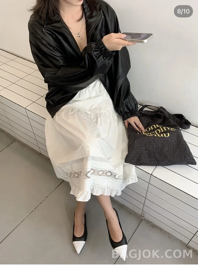 샤넬 샤넬 투톤 로고 슬링백 힐 상세 이미지