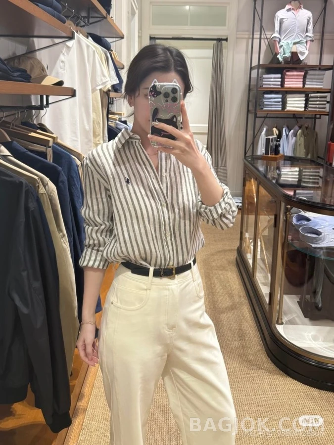 폴로 랄프 로렌 폴로 랄프 로렌 스트라이프 코튼 셔츠 상세 이미지