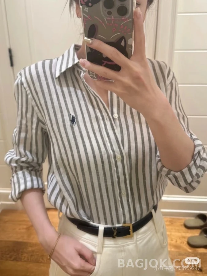 폴로 랄프 로렌 폴로 랄프 로렌 스트라이프 코튼 셔츠 상세 이미지