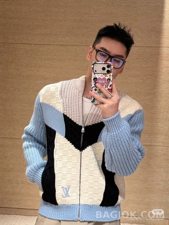 루이비통 루이비통 컬러 블록 패치워크 니트 집업 상세 이미지