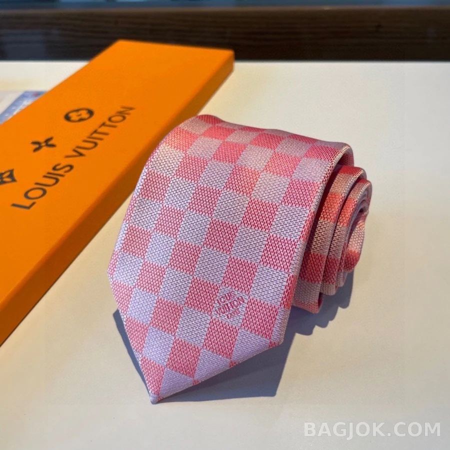 루이비통 루이비통 다미에 패턴 자카드 실크 넥타이 상세 이미지