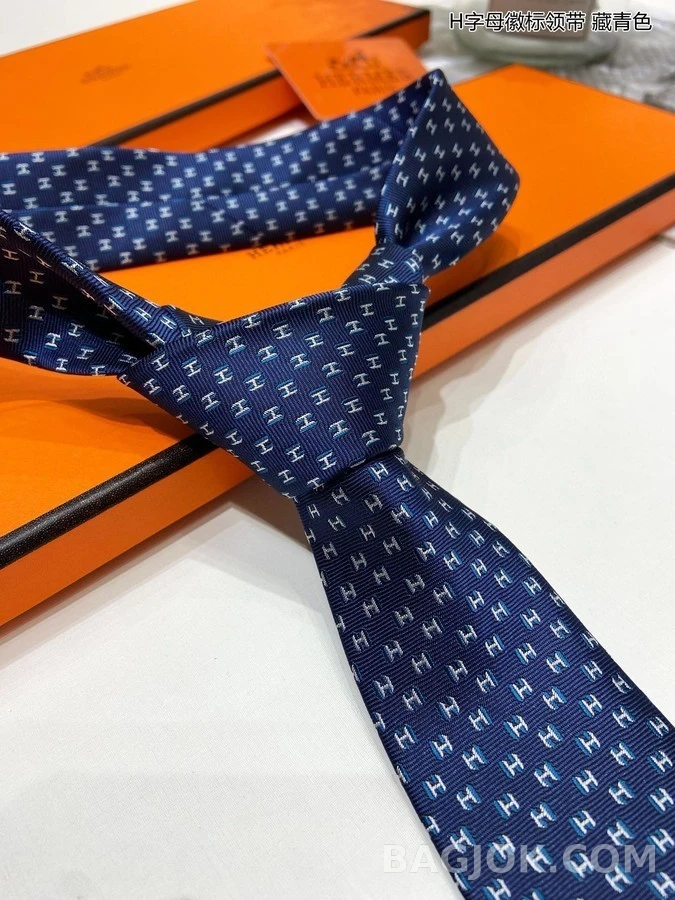 에르메스 에르메스 H 로고 패턴 실크 넥타이 상세 이미지