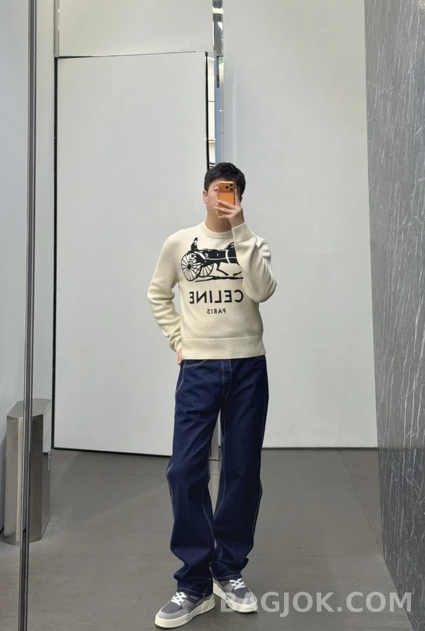 셀린느 셀린느 마차 로고 레터링 니트 상세 이미지