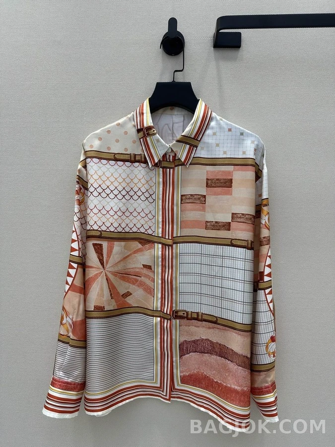 에르메스 에르메스 팔레프로이 리믹스 패턴 실크 셔츠 상세 이미지