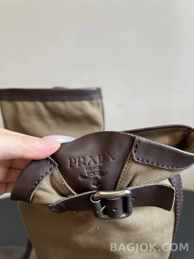 프라다 프라다 캔버스 가죽 버클 롱부츠 상세 이미지