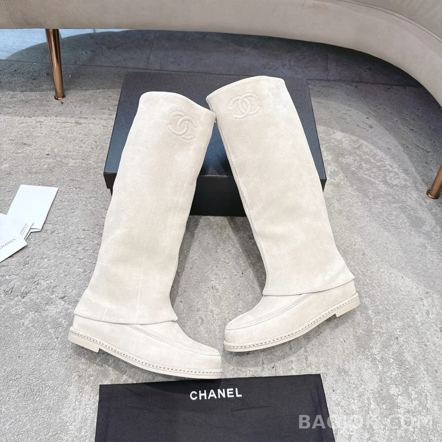 샤넬 샤넬 더블 C 스웨이드 롱 부츠 상세 이미지