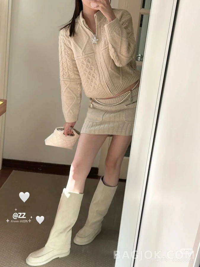 샤넬 샤넬 더블 C 스웨이드 롱 부츠 상세 이미지