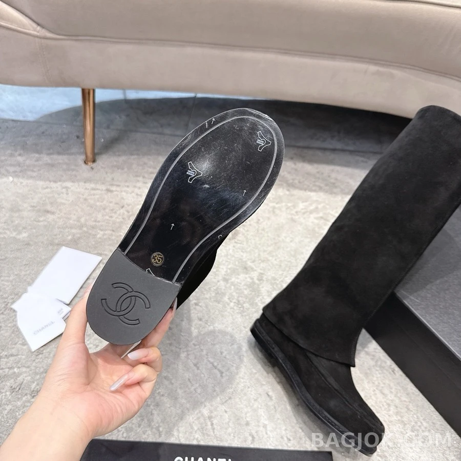 샤넬 샤넬 더블 C 스웨이드 롱 부츠 상세 이미지