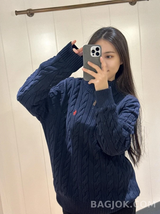 폴로 랄프 로렌 폴로 랄프 로렌 케이블 니트 쿼터집 스웨터 상세 이미지