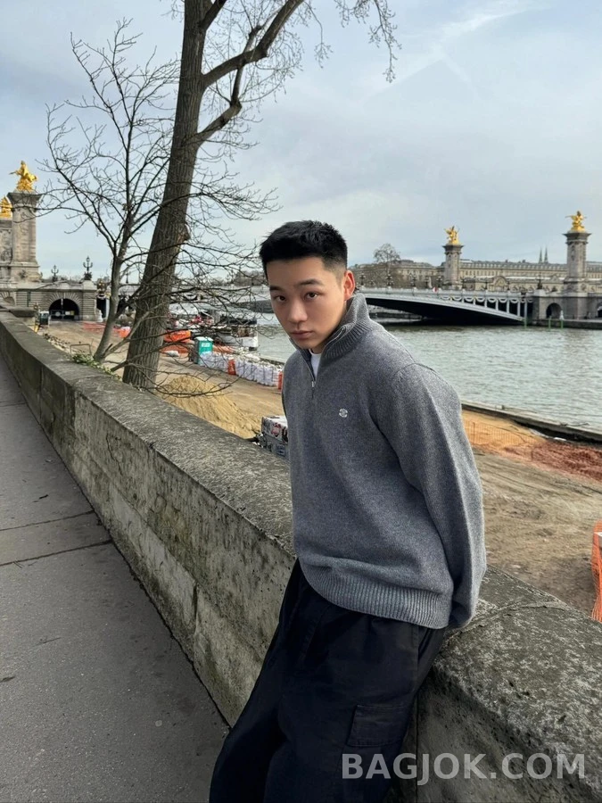 셀린느 셀린느 트리옹프 자수 반집업 니트 상세 이미지