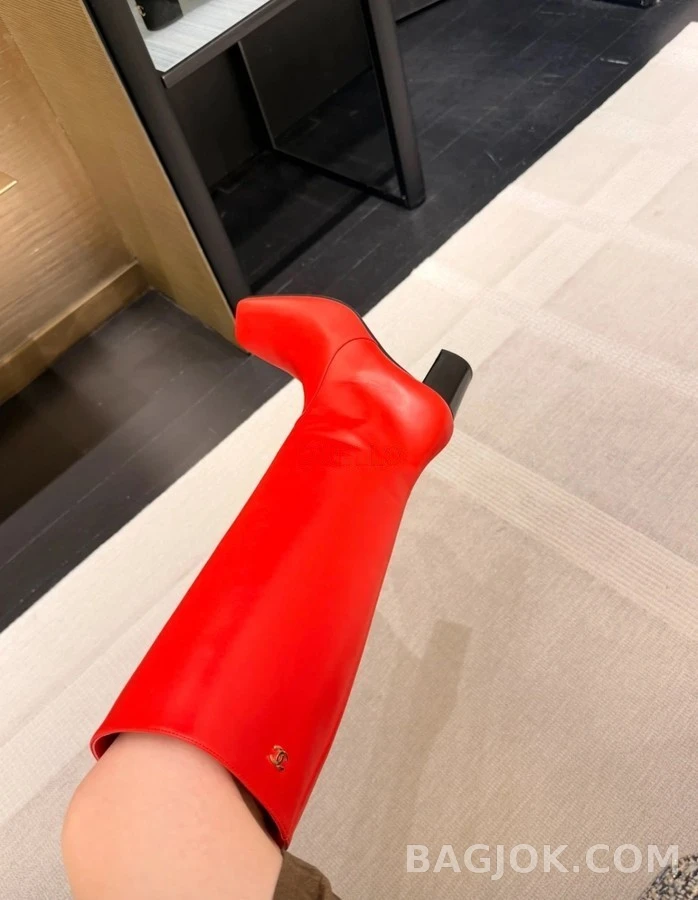 샤넬 샤넬 스퀘어토 블록힐 롱부츠 상세 이미지