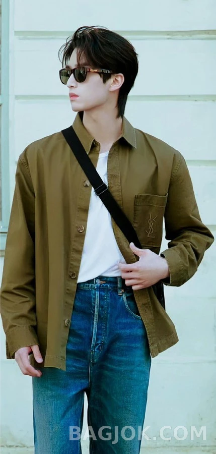 생로랑 세인트로랑 로고 자수 셔츠 상세 이미지