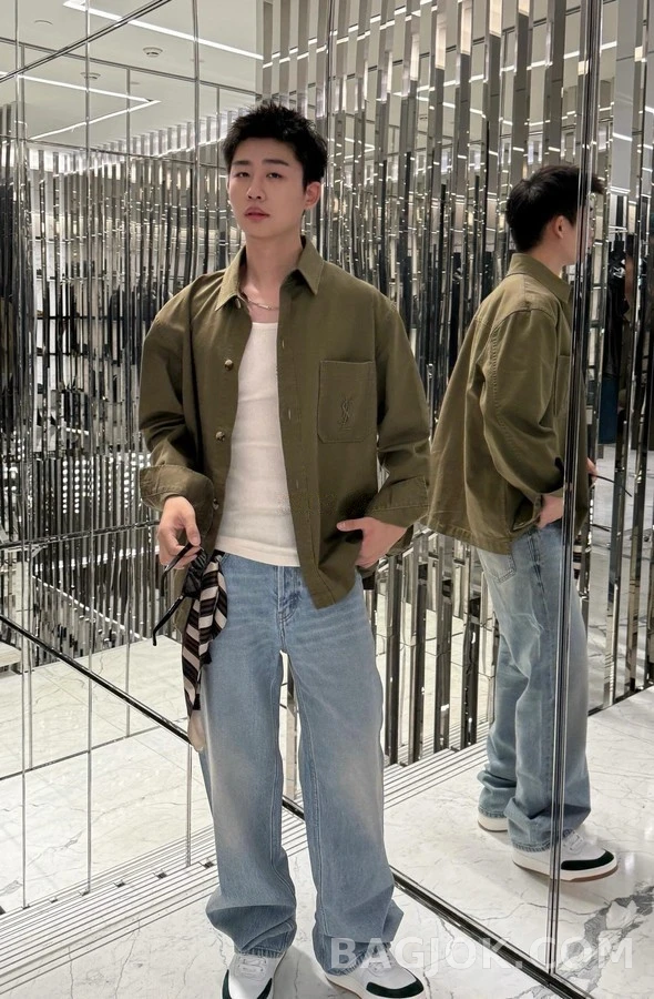 생로랑 세인트로랑 로고 자수 셔츠 상세 이미지