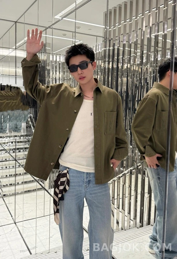 생로랑 세인트로랑 로고 자수 셔츠 상세 이미지