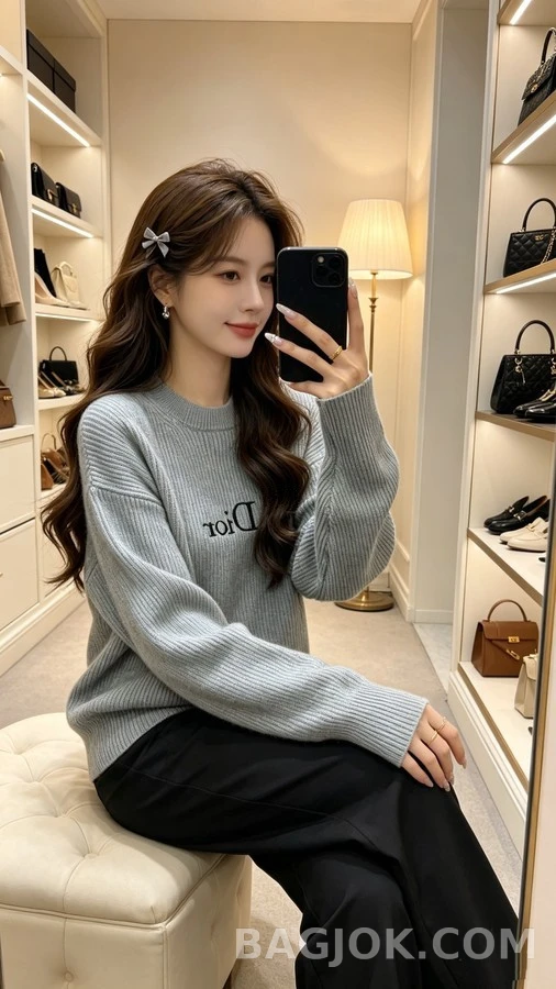 디올 디올 레터링 라운드넥 니트 상세 이미지
