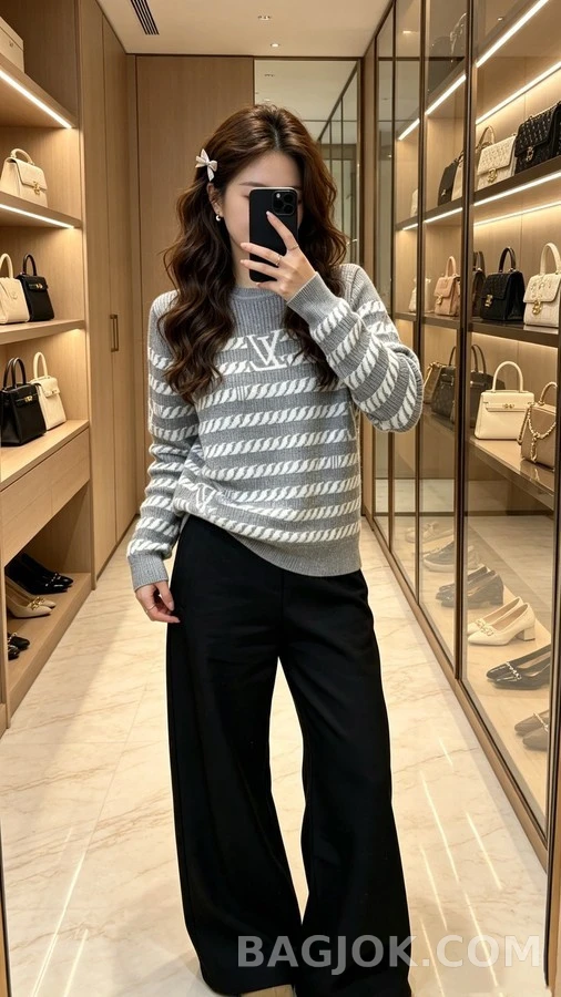 루이비통 루이비통 로고 스트라이프 니트 상세 이미지