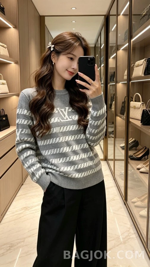 루이비통 루이비통 로고 스트라이프 니트 상세 이미지