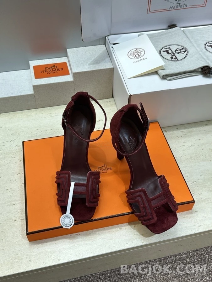 에르메스 에르메스 기하학 패턴 스트랩 힐 샌들 상세 이미지
