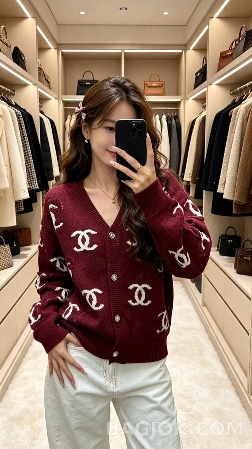 샤넬 샤넬 더블 C 로고 자수 가디건 상세 이미지