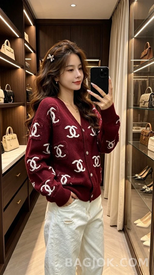 샤넬 샤넬 더블 C 로고 자수 가디건 상세 이미지