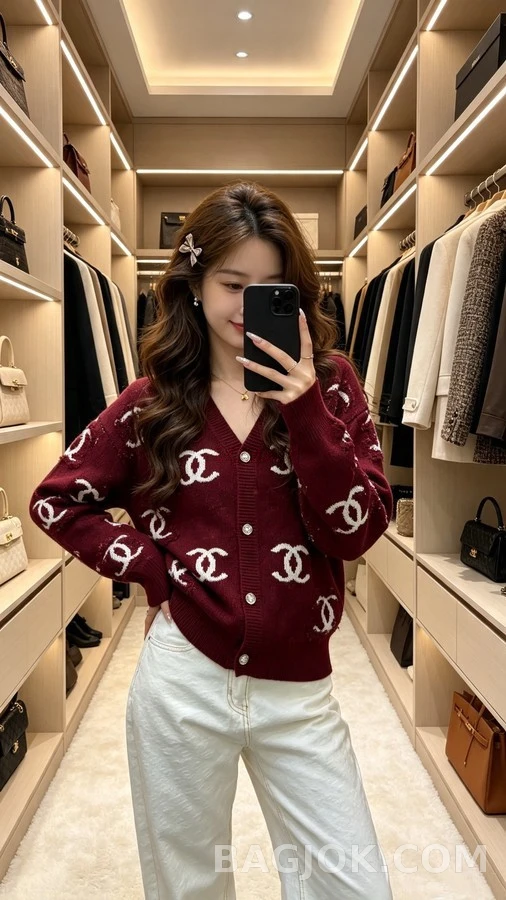 샤넬 샤넬 더블 C 로고 자수 가디건 상세 이미지