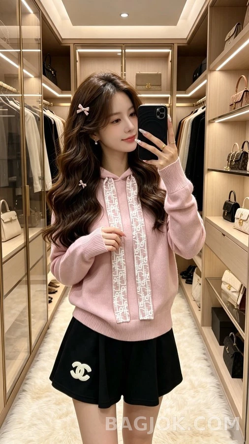 디올 디올 모노그램 드로스트링 니트 후드 상세 이미지