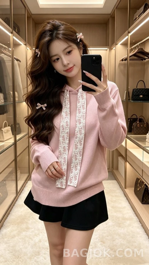 디올 디올 모노그램 드로스트링 니트 후드 상세 이미지