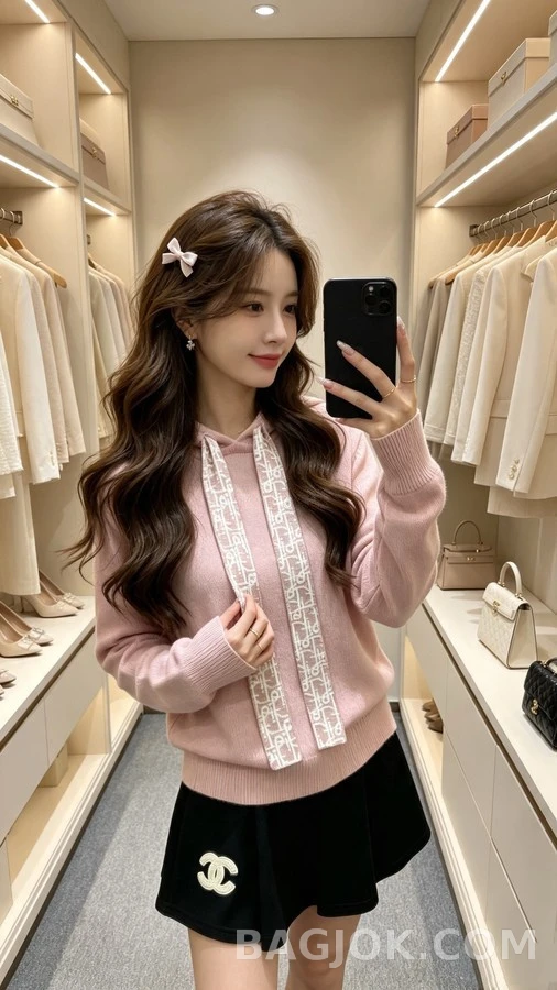 디올 디올 모노그램 드로스트링 니트 후드 상세 이미지