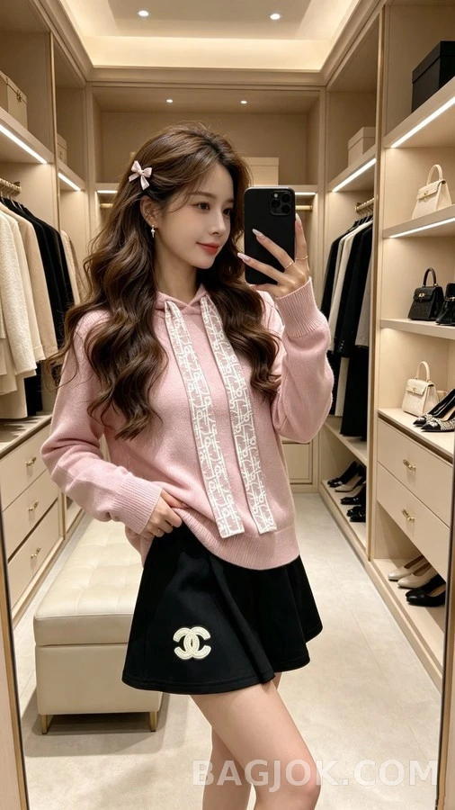 디올 디올 모노그램 드로스트링 니트 후드 상세 이미지