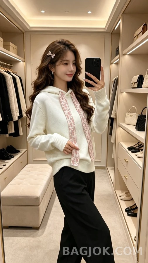 디올 디올 모노그램 드로스트링 니트 후드 상세 이미지