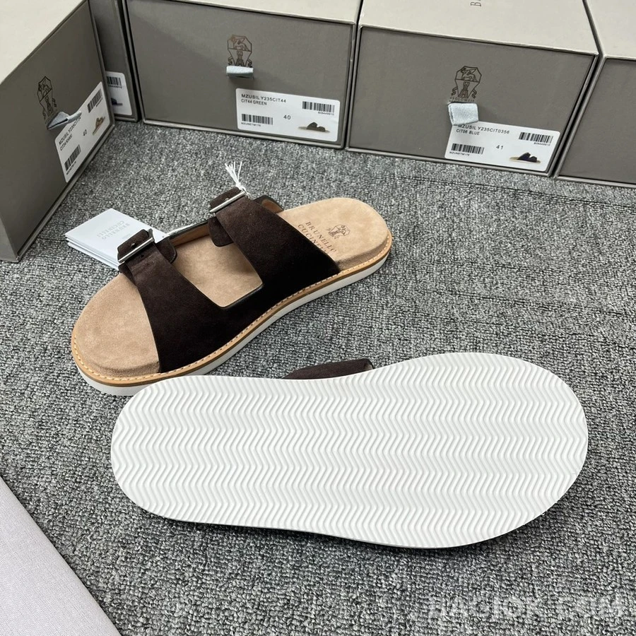 브루넬로 쿠치넬리 브루넬로 쿠치넬리 스웨이드 투 스트랩 샌들 상세 이미지