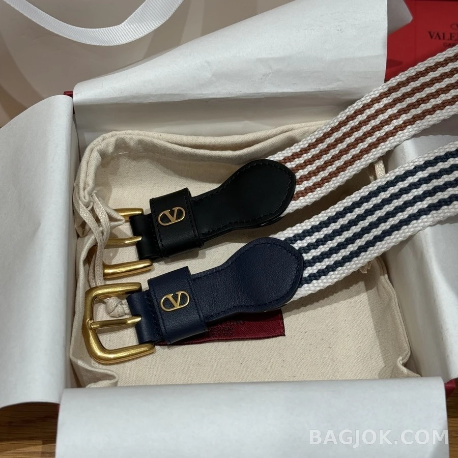 발렌티노 발렌티노 스트라이프 웨빙 벨트 상세 이미지
