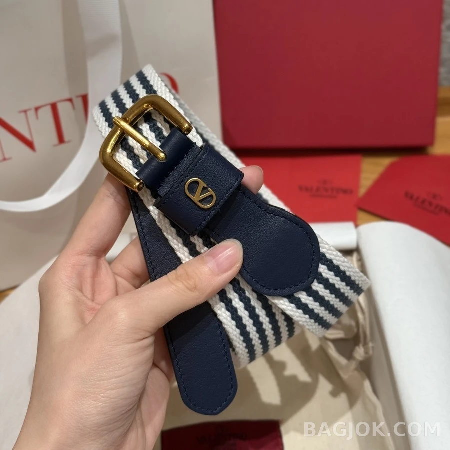 발렌티노 발렌티노 스트라이프 웨빙 벨트 상세 이미지