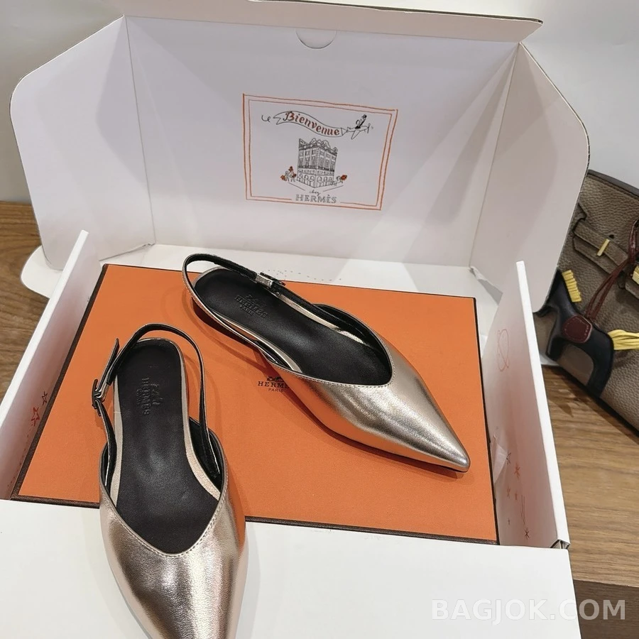 에르메스 에르메스 니콜 포인티드 슬링백 플랫 상세 이미지