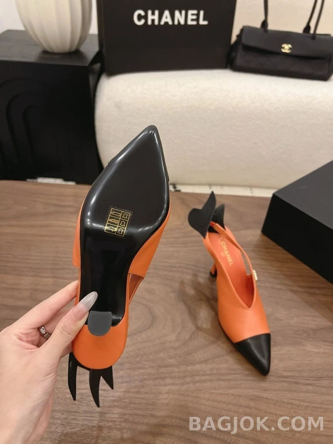 샤넬 샤넬 투톤 슬링백 힐 상세 이미지