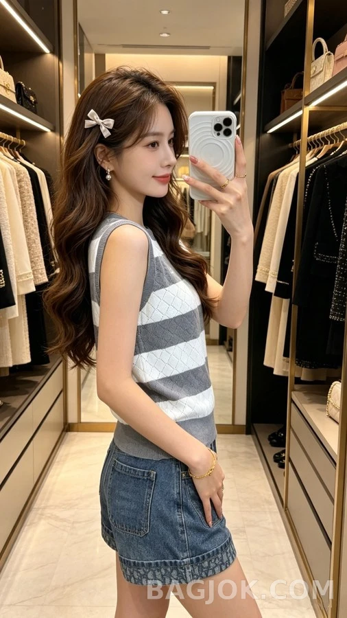 디올 디올 스트라이프 아가일 니트 베스트 상세 이미지