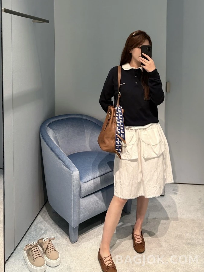 미우미우 미우미우 레이스업 발레리나 플랫 상세 이미지