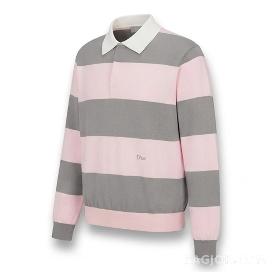 디올 디올 스트라이프 긴팔 폴로 티셔츠 상세 이미지