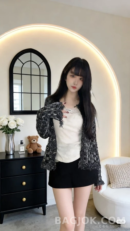 샤넬 샤넬 마름모 패턴 술 가디건 상세 이미지