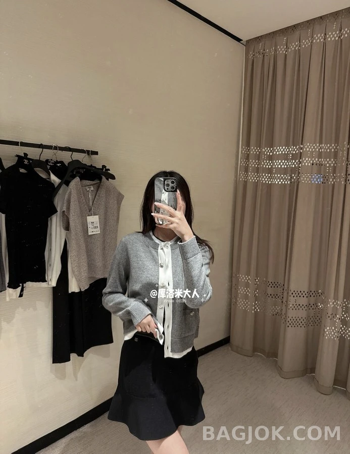 샤넬 샤넬 페이크 레이어드 울 가디건 상세 이미지